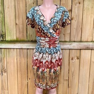 Signature by Robbie Bee Feather Pullover Dress EUC